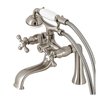 Kingston Brass KS228SN Deck Mount Clawfoot Tub Faucet with Hand Shower, Brushed Nickel KS228SN